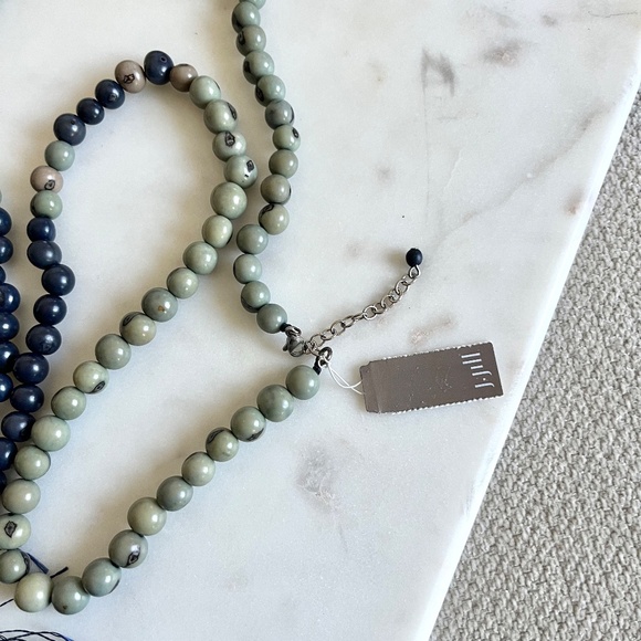 J. Jill NWT Pure Jill Blue Beaded Long Tassel Pendant Necklace - Picture 4 of 6